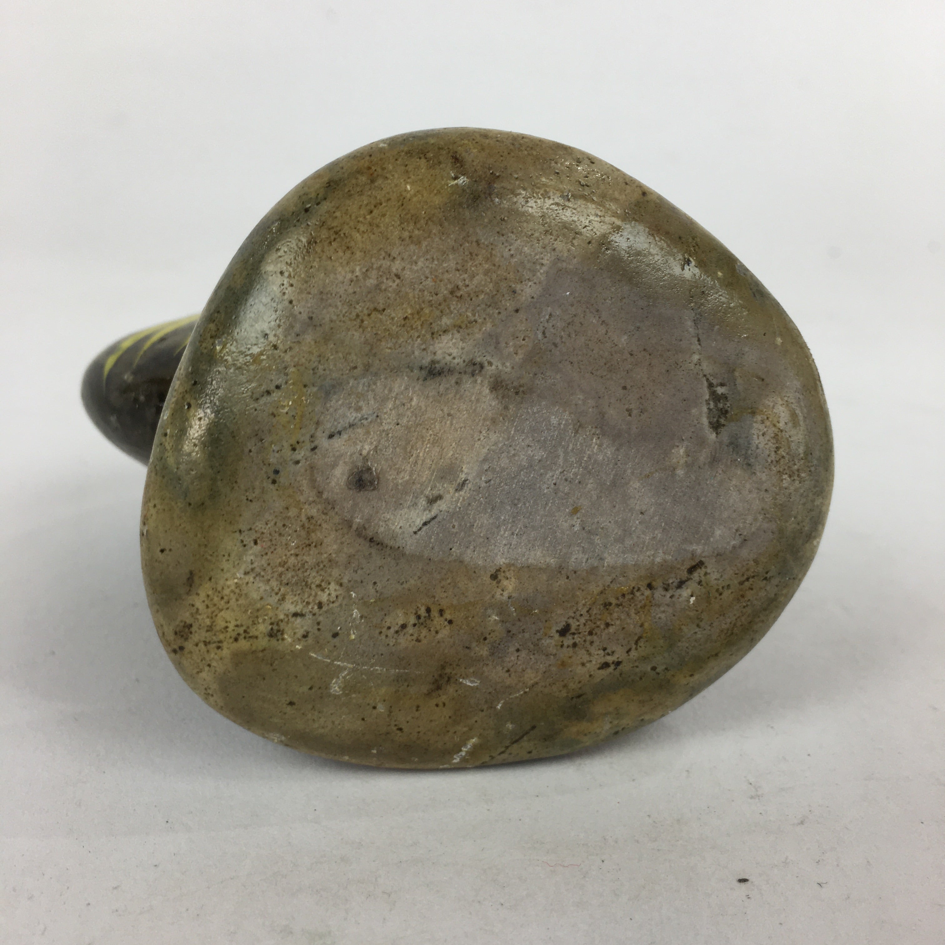 Japanese Stone Art Figurine Vtg Gray Hand-painted Daruma Ornament KF575