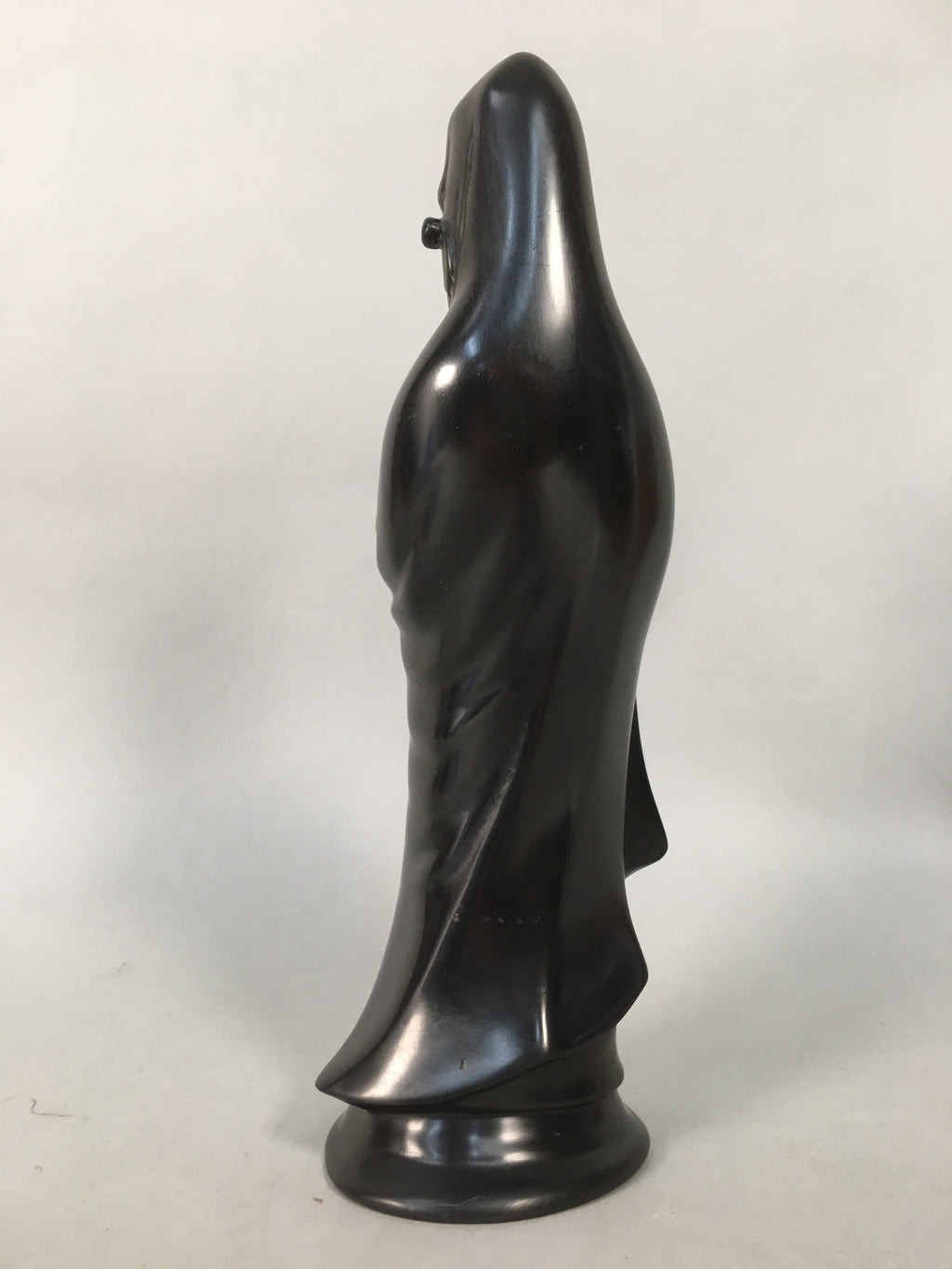 Japanese Stone Buddhist Statue Vtg Female Kannon Bosatsu Black BD607