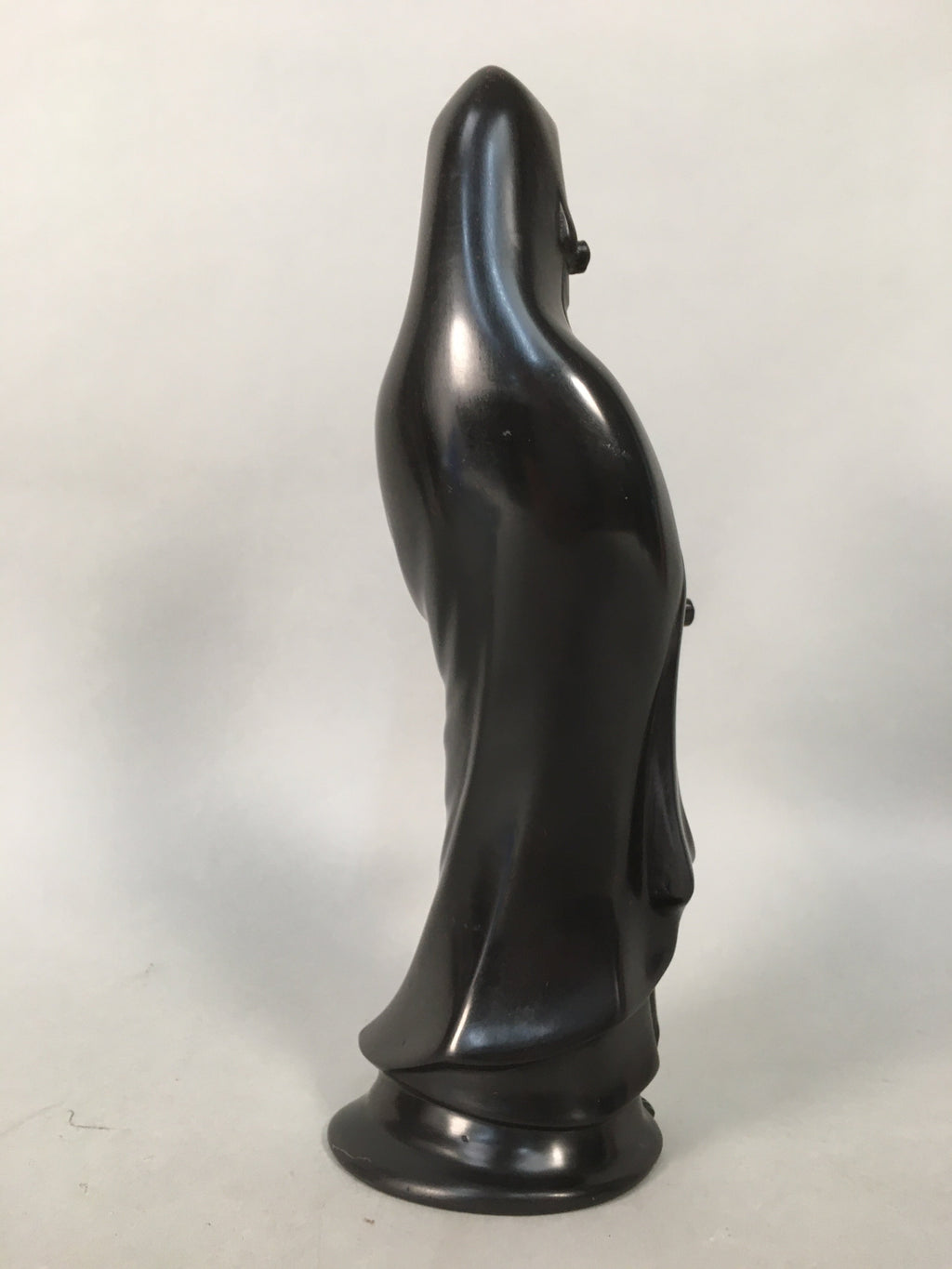 Japanese Stone Buddhist Statue Vtg Female Kannon Bosatsu Black BD607