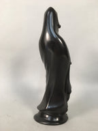 Japanese Stone Buddhist Statue Vtg Female Kannon Bosatsu Black BD607