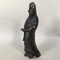 Japanese Stone Buddhist Statue Vtg Female Kannon Bosatsu Black BD607