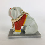 Japanese Stone Fighting Dog Figurine Vtg Kokeshi doll Gray Stone Sculpture KF56