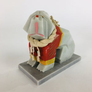 Japanese Stone Fighting Dog Figurine Vtg Kokeshi doll Gray Stone Sculpture KF56
