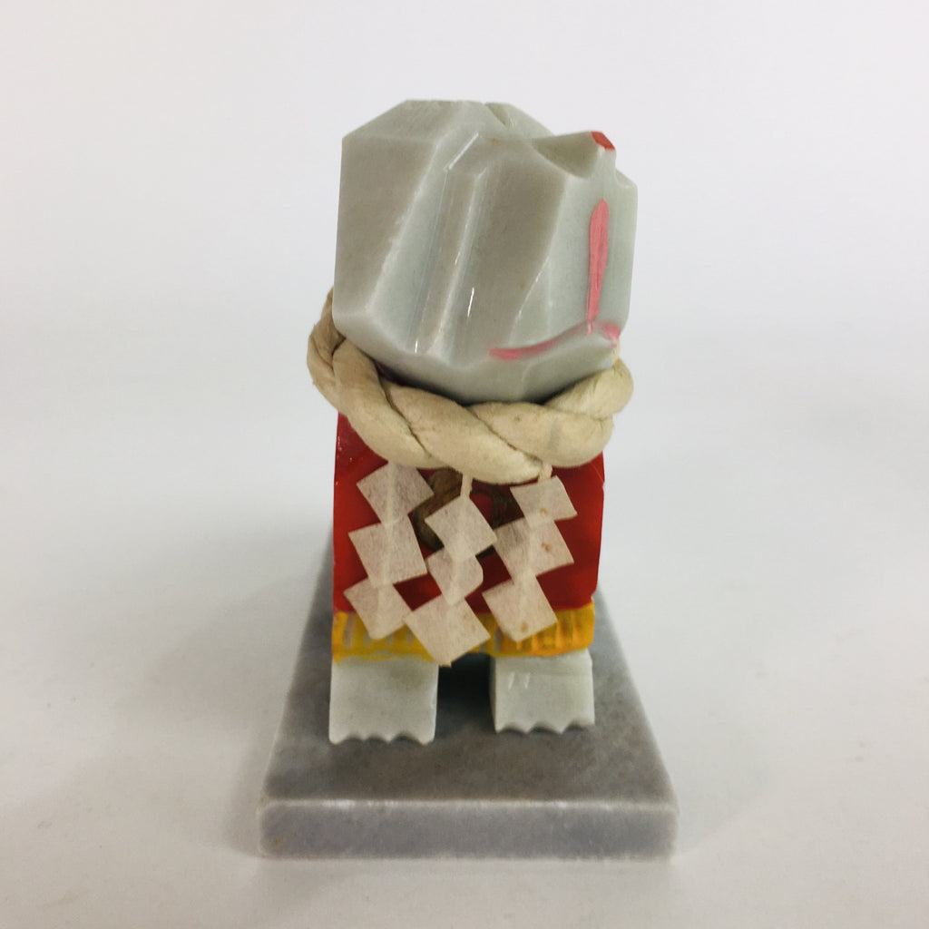 Japanese Stone Fighting Dog Figurine Vtg Kokeshi doll Gray Stone Sculpture KF56