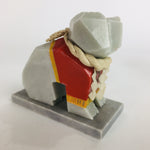 Japanese Stone Fighting Dog Figurine Vtg Kokeshi doll Gray Stone Sculpture KF56