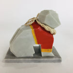 Japanese Stone Fighting Dog Figurine Vtg Kokeshi doll Gray Stone Sculpture KF56