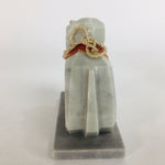 Japanese Stone Fighting Dog Figurine Vtg Kokeshi doll Gray Stone Sculpture KF56