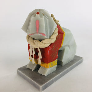 Japanese Stone Fighting Dog Figurine Vtg Kokeshi doll Gray Stone Sculpture KF56