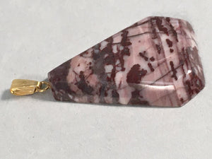 Japanese Stone Pendant Vtg Purple Shiny Triangle Gold Parts JK56