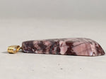 Japanese Stone Pendant Vtg Purple Shiny Triangle Gold Parts JK56