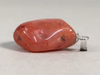Japanese Stone Pendant Vtg Red Shiny Natural Brown Silver Parts JK55