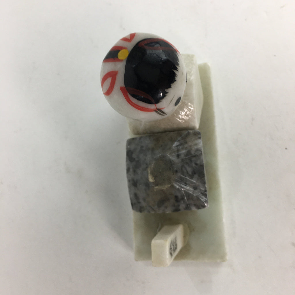 Japanese Stone Sculpture Figurine Vtg Kokeshi doll Gray White Stone Kids KF569