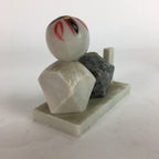 Japanese Stone Sculpture Figurine Vtg Kokeshi doll Gray White Stone Kids KF569