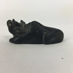 Japanese Stone Zodiac Cow Doll Vtg Lucky Charm Paperweight Figurine Black BD689