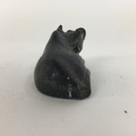 Japanese Stone Zodiac Cow Doll Vtg Lucky Charm Paperweight Figurine Black BD689