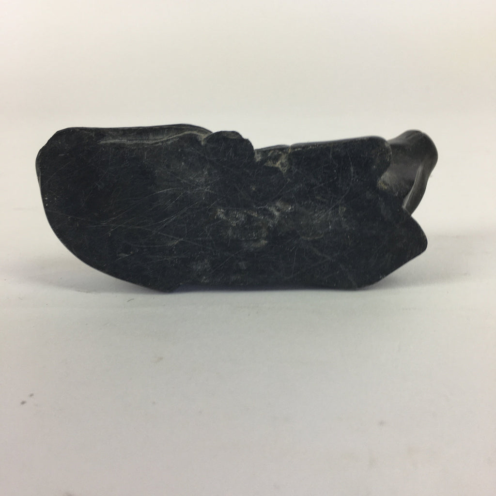 Japanese Stone Zodiac Cow Doll Vtg Lucky Charm Paperweight Figurine Black BD689