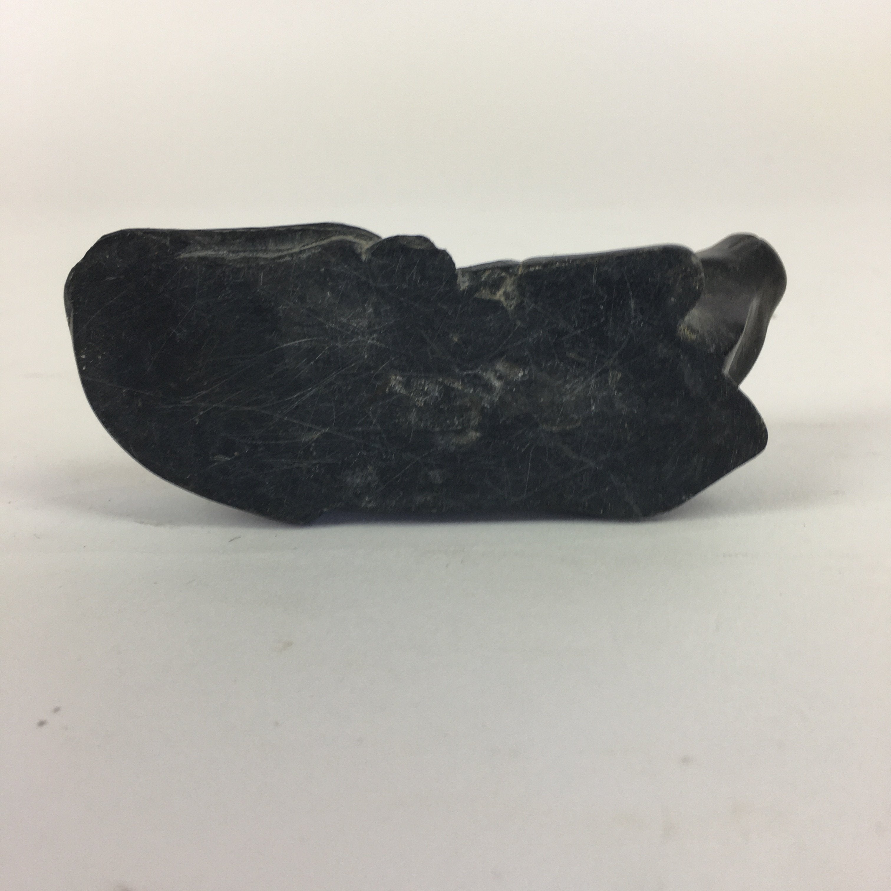 Japanese Stone Zodiac Cow Doll Vtg Lucky Charm Paperweight Figurine Black BD689