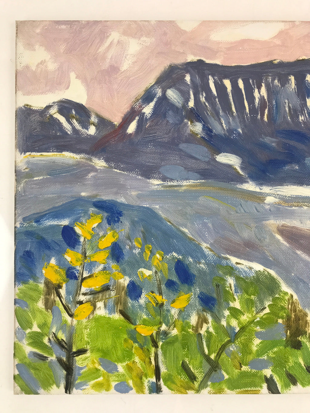 Japanese Sunset Mountain View Oil Painting Landscape Original Unsigned FL165