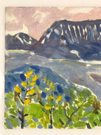 Japanese Sunset Mountain View Oil Painting Landscape Original Unsigned FL165