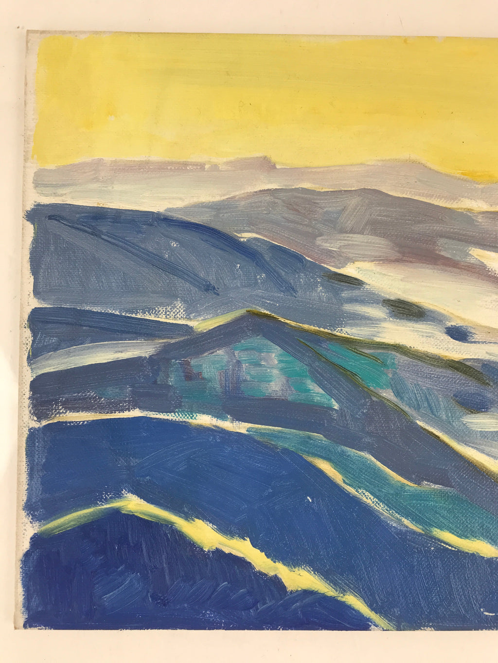 Japanese Sunset Ocean Waves Oil Painting Original Canvas Board Unsigned FL161