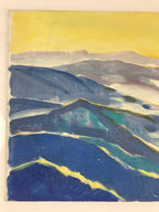Japanese Sunset Ocean Waves Oil Painting Original Canvas Board Unsigned FL161
