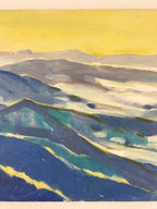 Japanese Sunset Ocean Waves Oil Painting Original Canvas Board Unsigned FL161