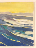 Japanese Sunset Ocean Waves Oil Painting Original Canvas Board Unsigned FL161