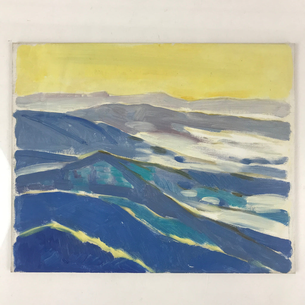 Japanese Sunset Ocean Waves Oil Painting Original Canvas Board Unsigned FL161