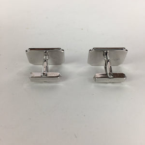 Japanese Swivel Cufflinks Pair Vtg Shirt Accessory Square Metal Silver Black JK2