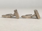 Japanese Swivel Cufflinks Pair Vtg Shirt Accessory Square Metal Silver Brown JK1