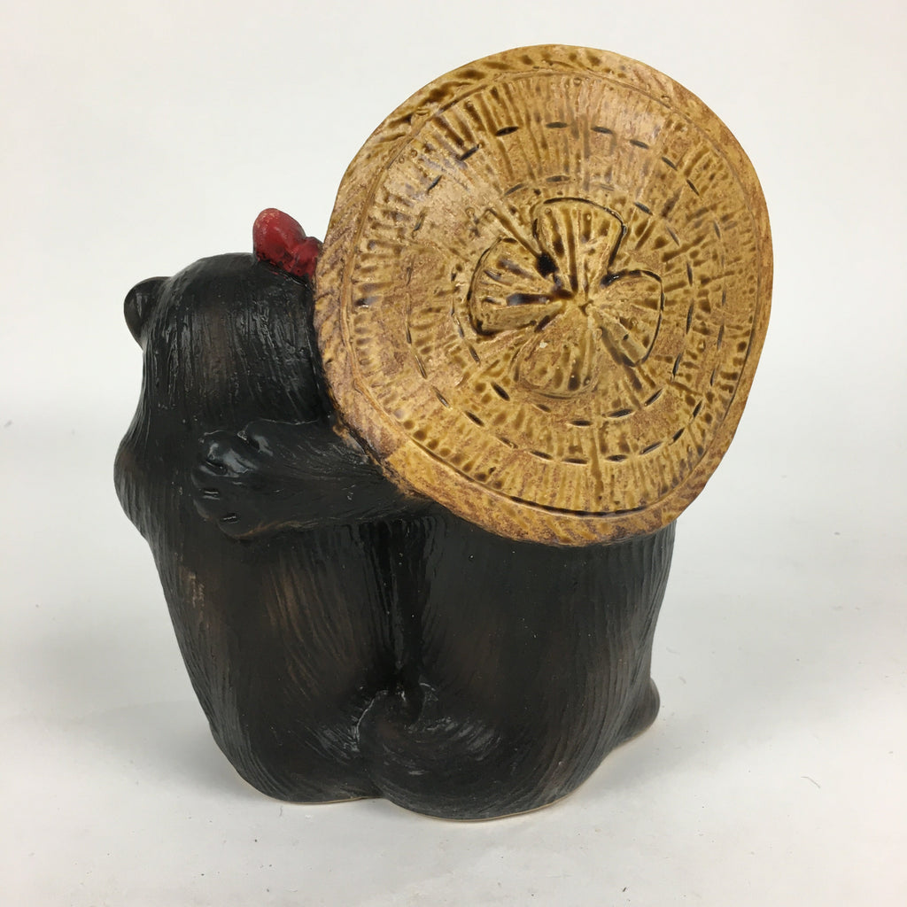 Japanese Tanuki Ceramic Raccoon Dog Couple Shigaraki ware Vtg Pottery BD770