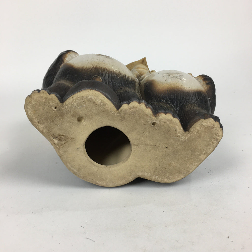 Japanese Tanuki Ceramic Raccoon Dog Couple Shigaraki ware Vtg Pottery BD770