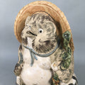 Japanese Tanuki Ceramic Raccoon Dog Shigaraki ware Statue Vtg Pottery BD601