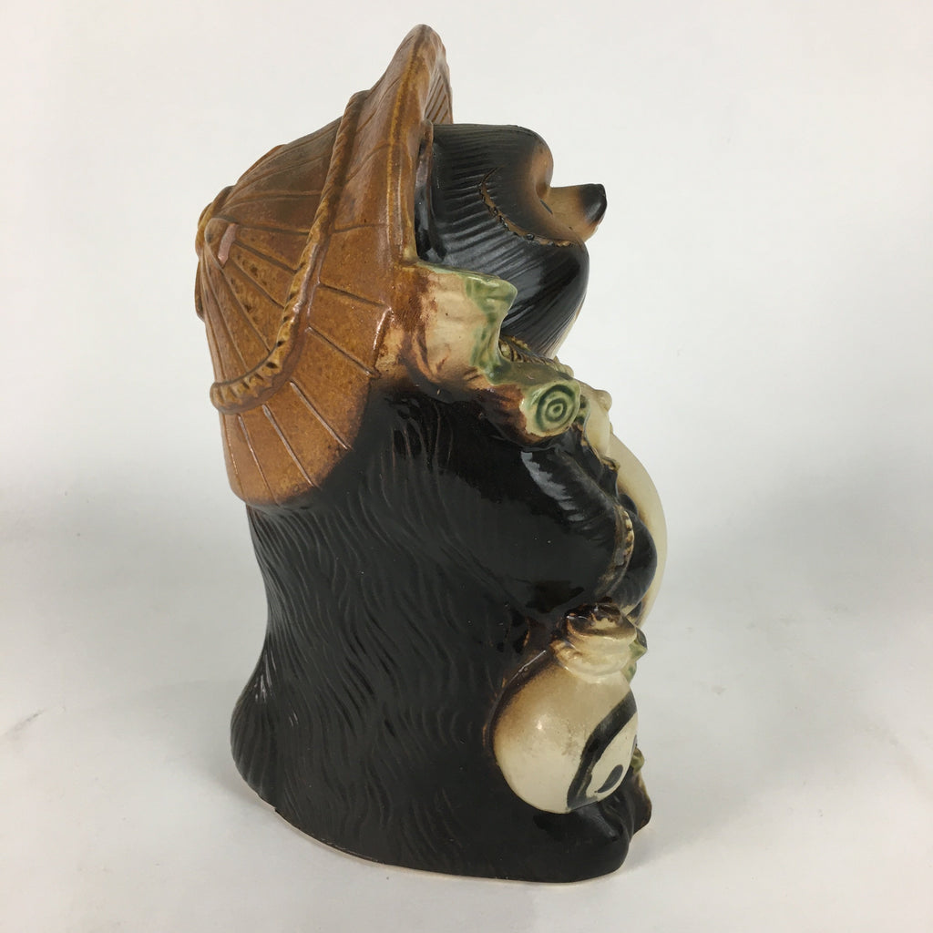 Japanese Tanuki Ceramic Raccoon Dog Shigaraki ware Statue Vtg Pottery BD673