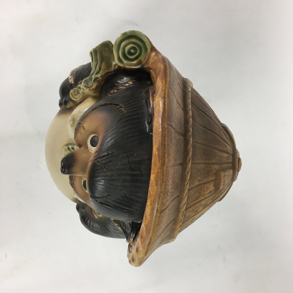 Japanese Tanuki Ceramic Raccoon Dog Shigaraki ware Statue Vtg Pottery BD673