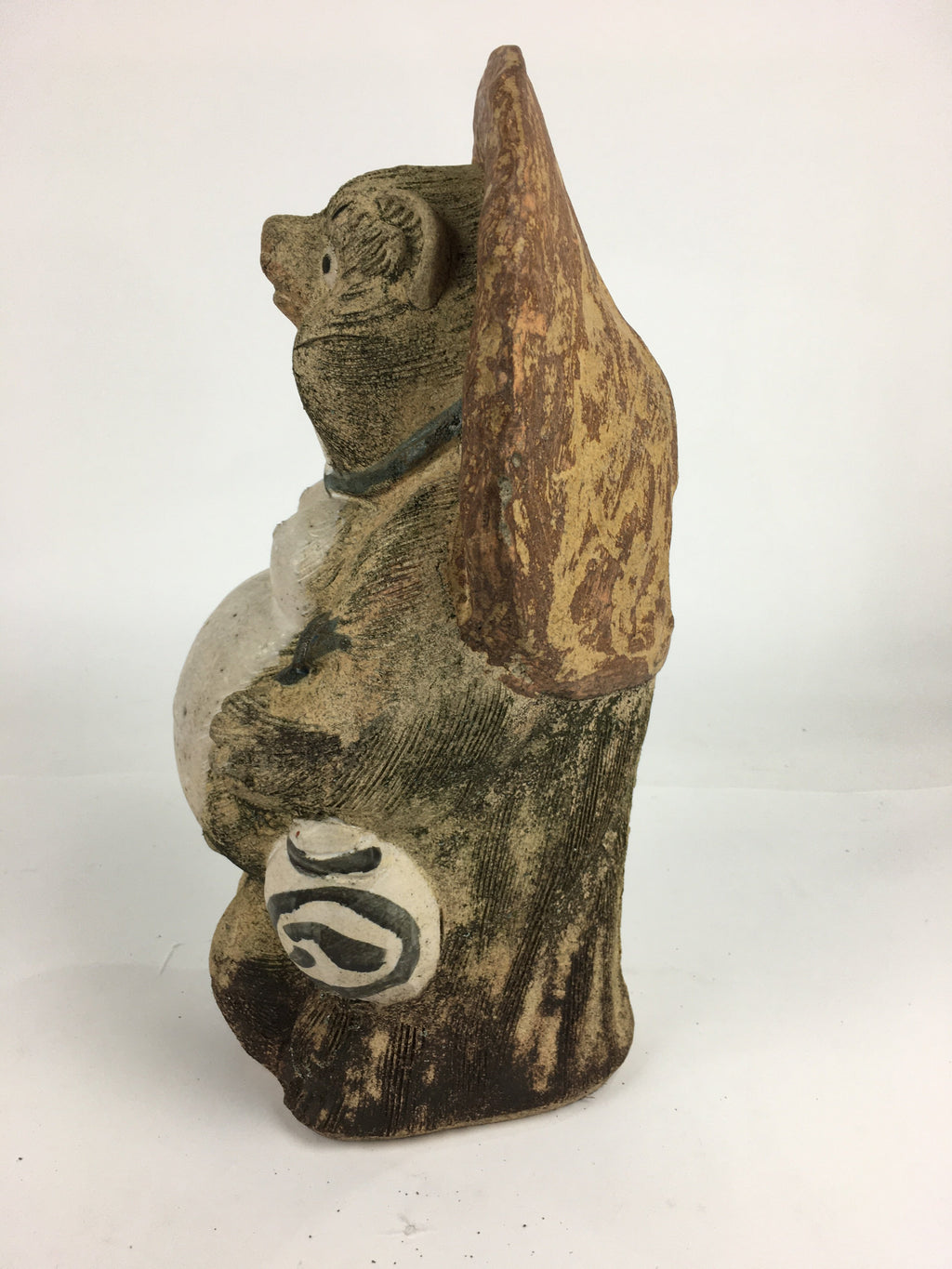 Japanese Tanuki Ceramic Raccoon Dog Shigaraki ware Statue Vtg Pottery BD721