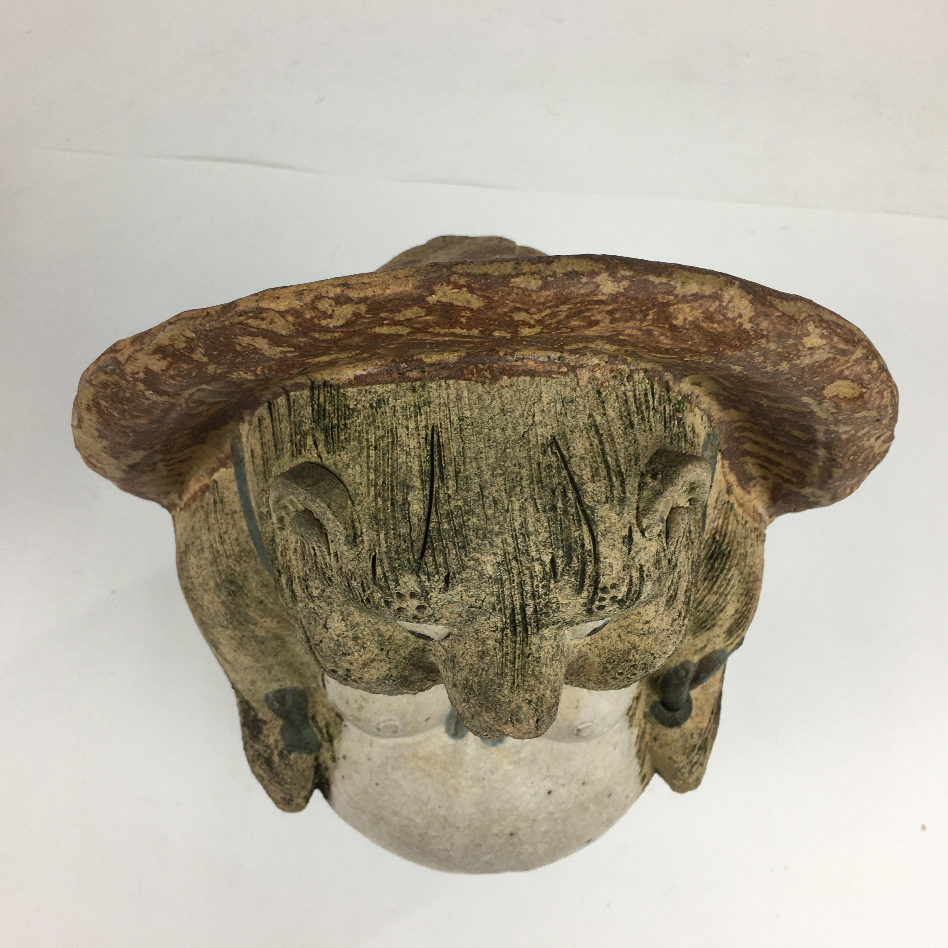Japanese Tanuki Ceramic Raccoon Dog Shigaraki ware Statue Vtg Pottery BD721