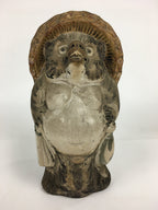 Japanese Tanuki Ceramic Raccoon Dog Shigaraki ware Statue Vtg Pottery BD723