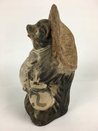 Japanese Tanuki Ceramic Raccoon Dog Shigaraki ware Statue Vtg Pottery BD723