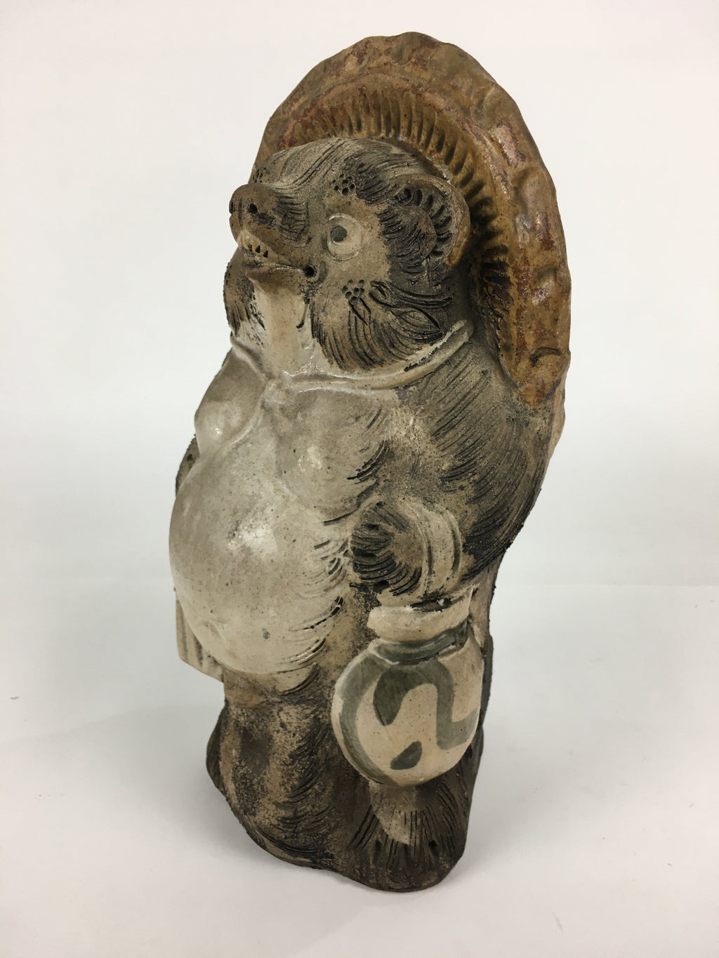 Japanese Tanuki Ceramic Raccoon Dog Shigaraki ware Statue Vtg Pottery BD723