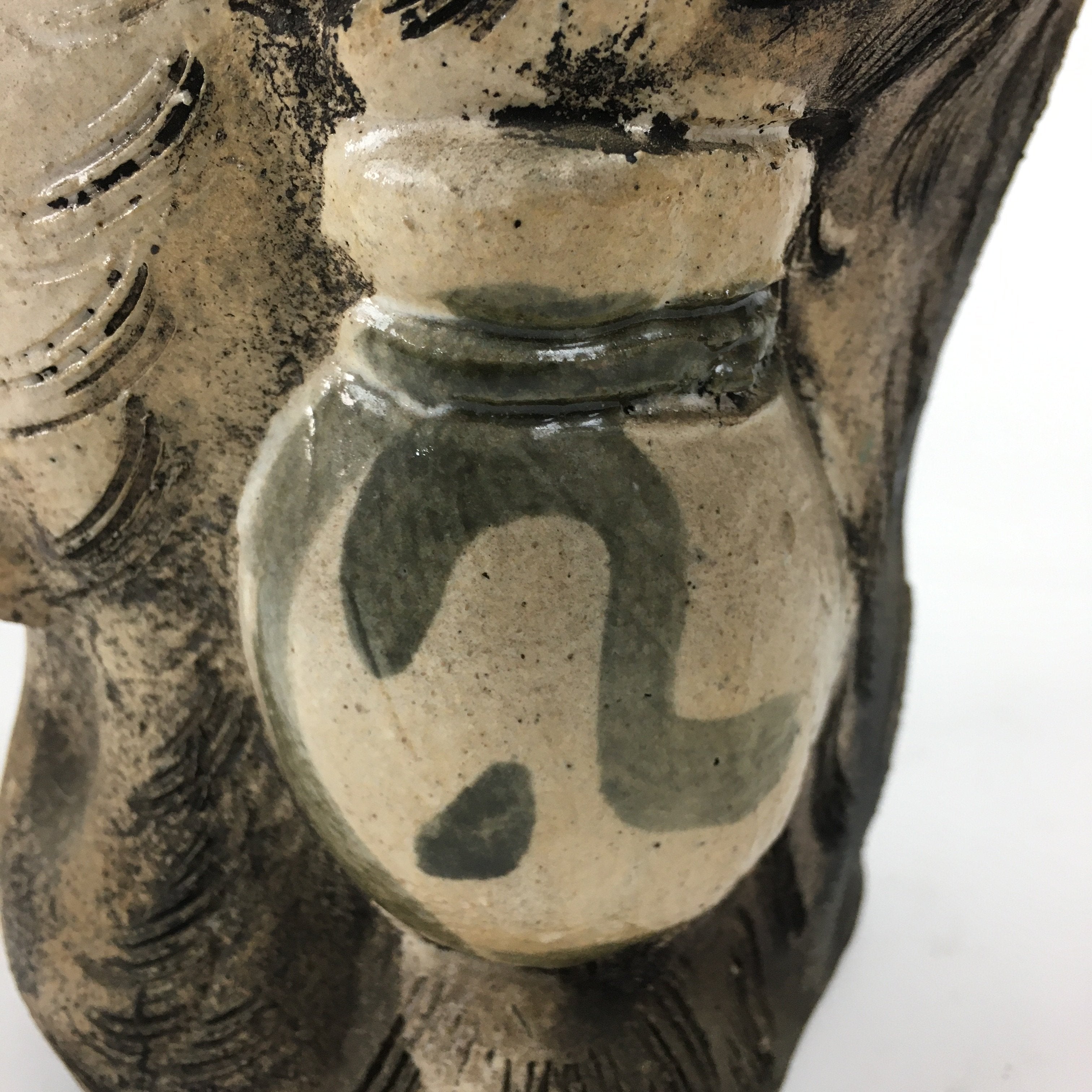 Japanese Tanuki Ceramic Raccoon Dog Shigaraki ware Statue Vtg Pottery BD723