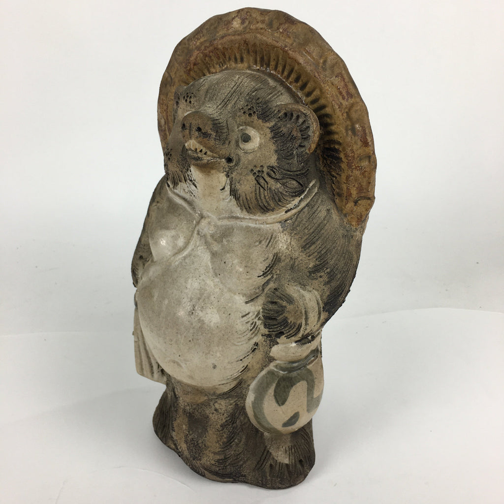 Japanese Tanuki Ceramic Raccoon Dog Shigaraki ware Statue Vtg Pottery BD723