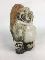 Japanese Tanuki Ceramic Raccoon Dog Shigaraki ware Statue Vtg Pottery BD728