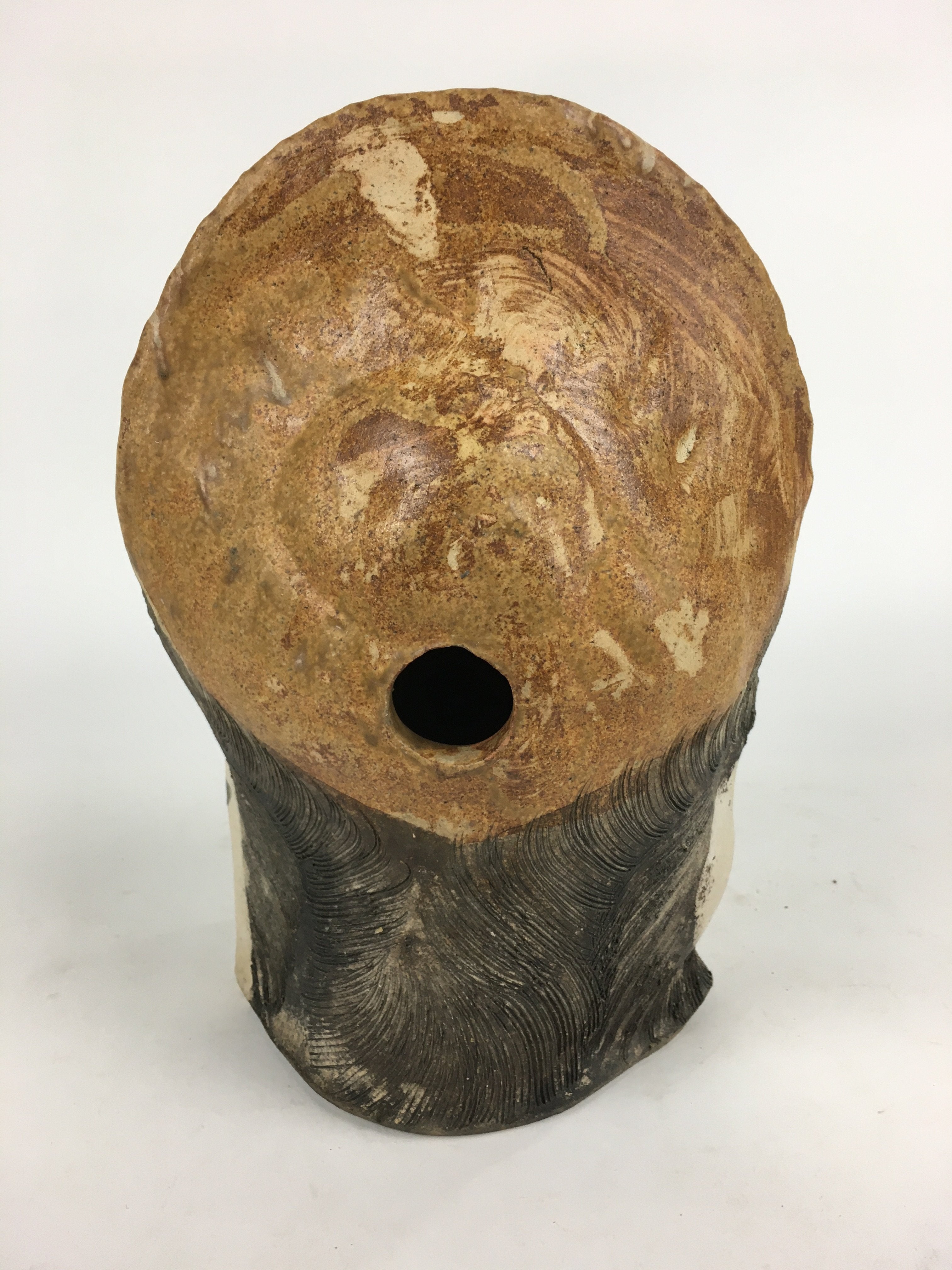 Japanese Tanuki Ceramic Raccoon Dog Shigaraki ware Statue Vtg Pottery BD728