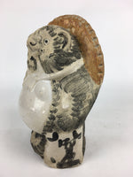 Japanese Tanuki Ceramic Raccoon Dog Shigaraki ware Statue Vtg Pottery BD728