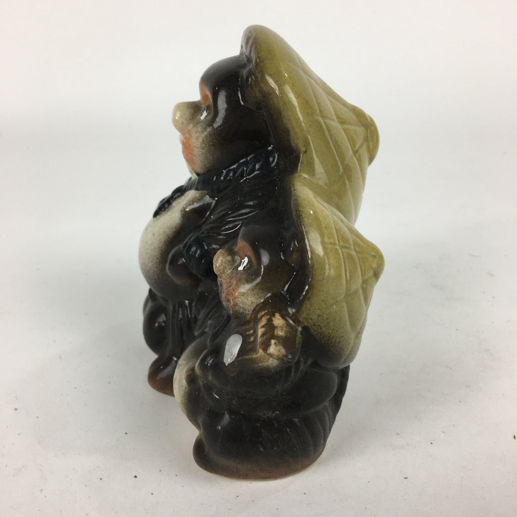 Japanese Tanuki Ceramic Raccoon Dog Shigaraki ware Vtg Pottery BD771