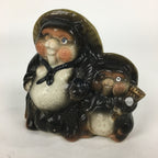 Japanese Tanuki Ceramic Raccoon Dog Shigaraki ware Vtg Pottery BD771