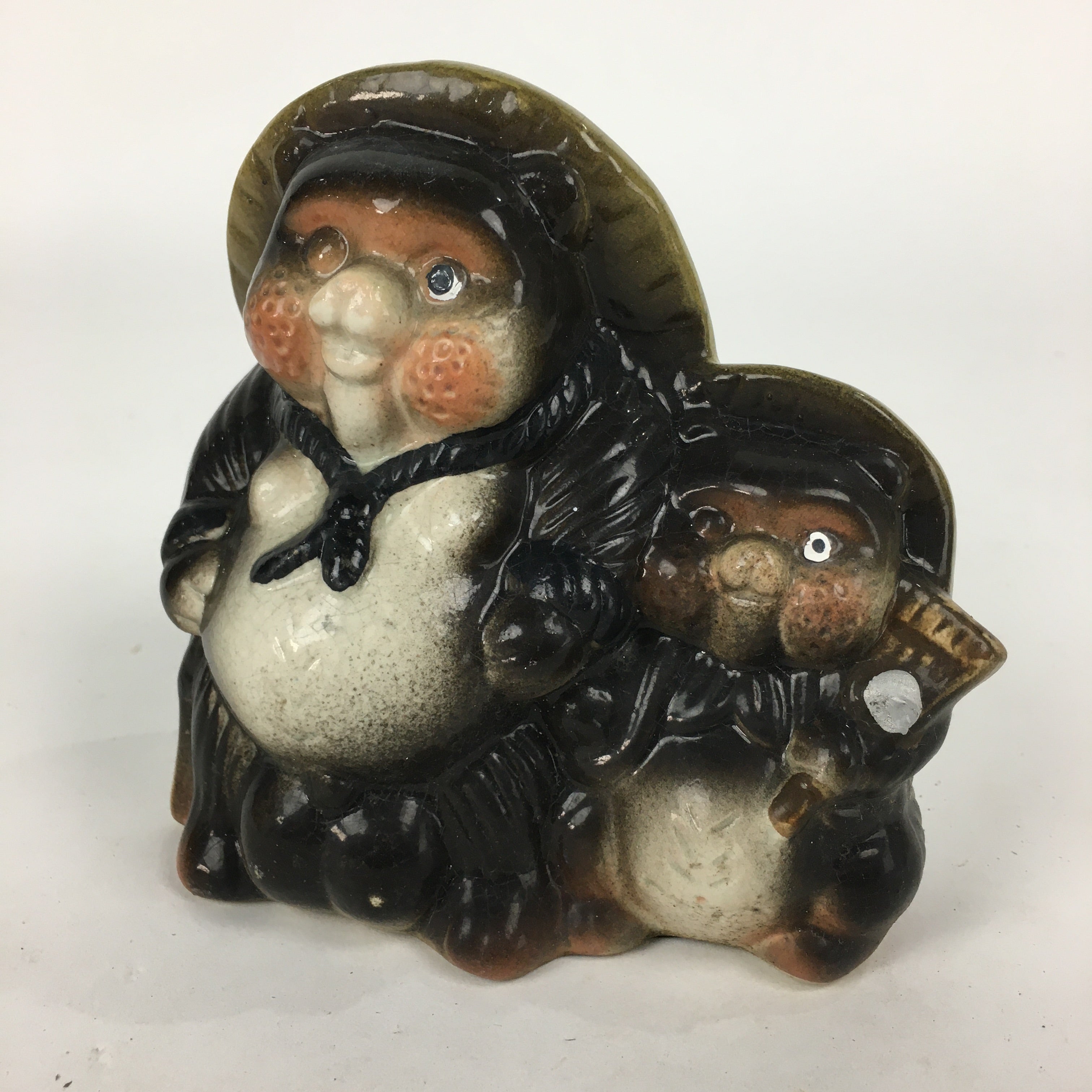 Japanese Tanuki Ceramic Raccoon Dog Shigaraki ware Vtg Pottery BD771