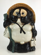 Japanese Tanuki Ceramic Raccoon Dog Statue Shigaraki ware Vtg Pottery BD839