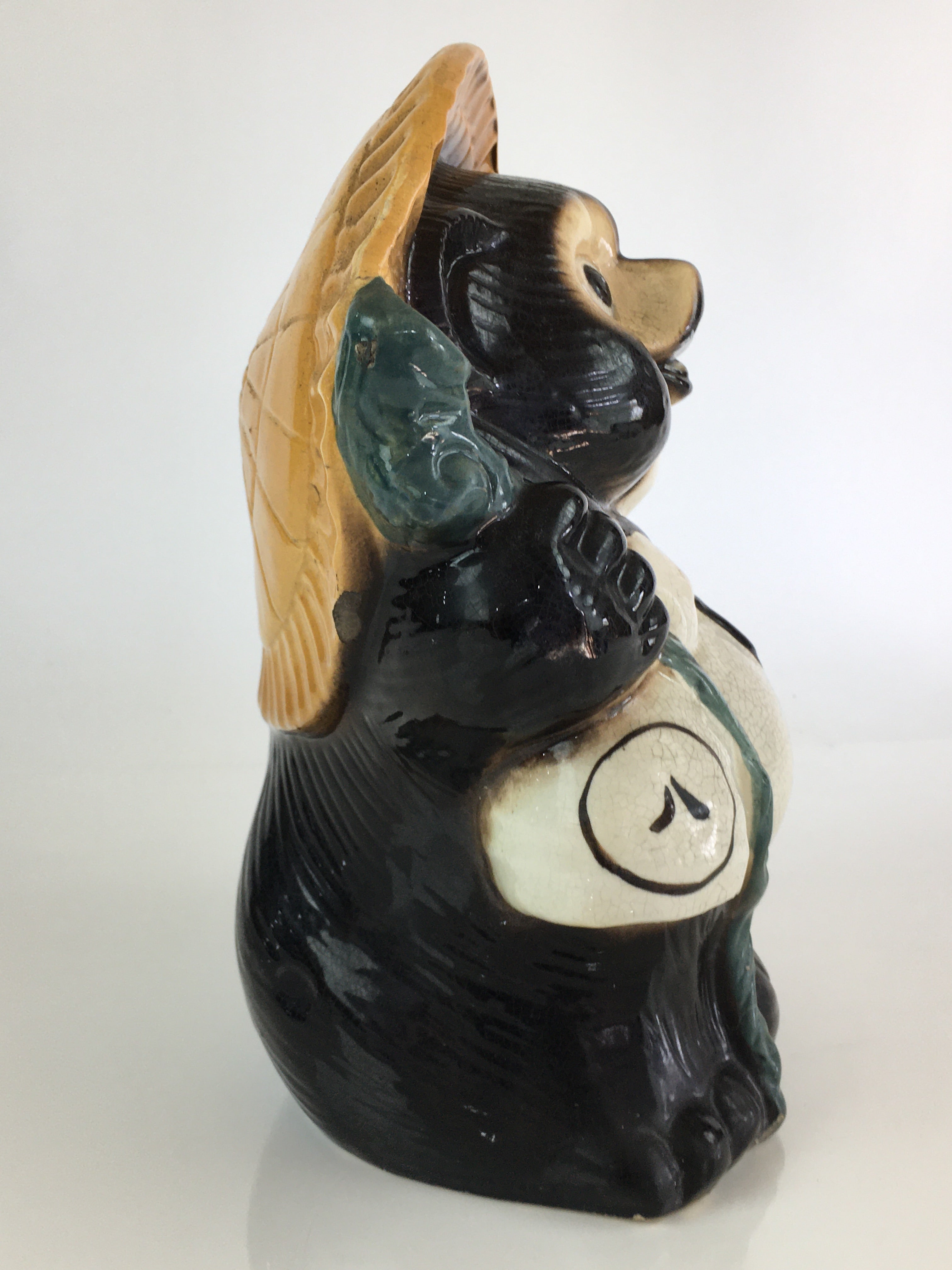 Japanese Tanuki Ceramic Raccoon Dog Statue Shigaraki ware Vtg Pottery BD839